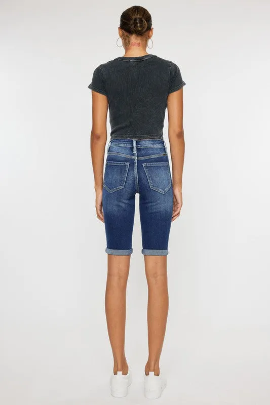 Kan Can High Rise Cuff Bermuda Shorts