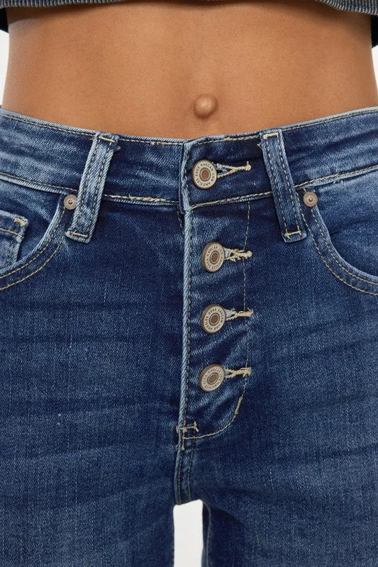 Kan Can High Rise Cuff Bermuda Shorts