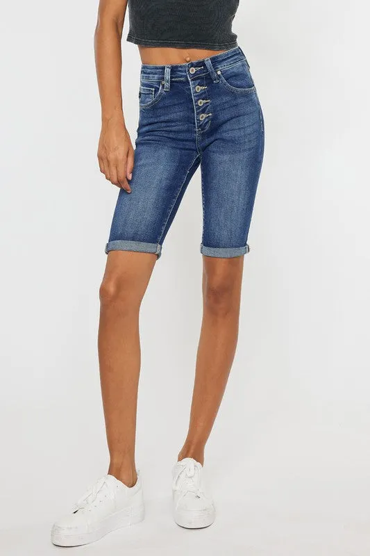 Kan Can High Rise Cuff Bermuda Shorts