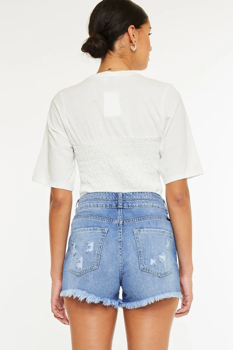 KanCan High Rise Mom Denim Shorts