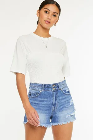 KanCan High Rise Mom Denim Shorts
