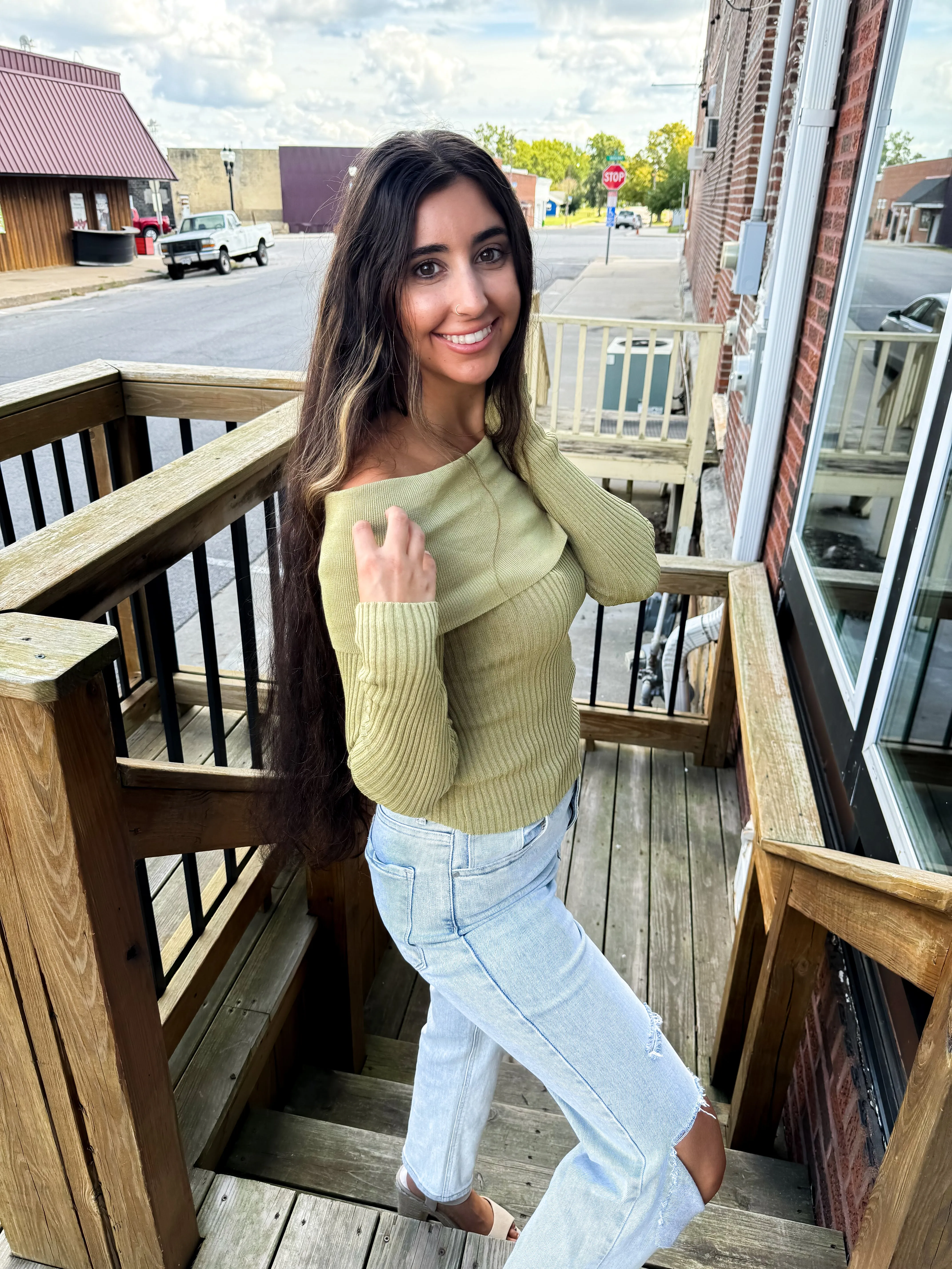 Kari- Ribbed Fold Over Sweater