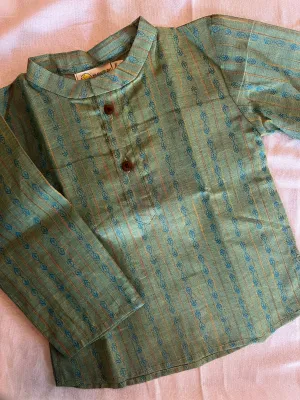 Klingaru Full Sleeves Short Kurta - South Cotton Green and Maroon