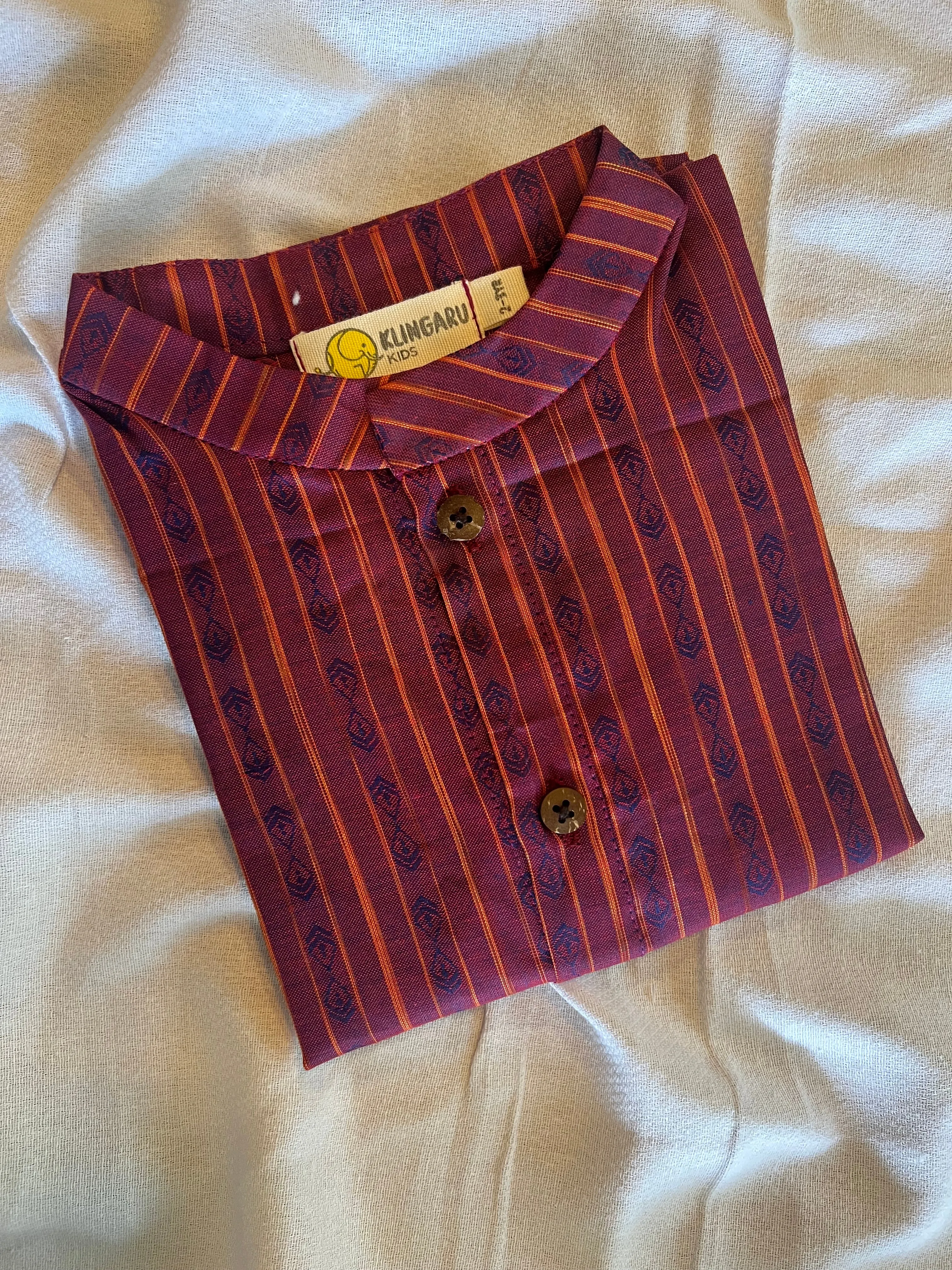 Klingaru Full Sleeves Short Kurta - South Cotton Green and Maroon