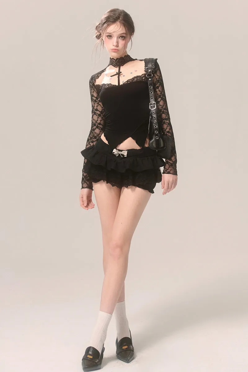 Lace Halter Neck Off Shoulder Top