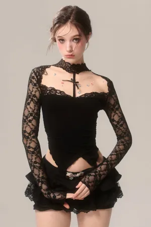 Lace Halter Neck Off Shoulder Top