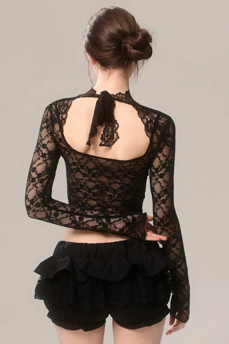 Lace Halter Neck Off Shoulder Top