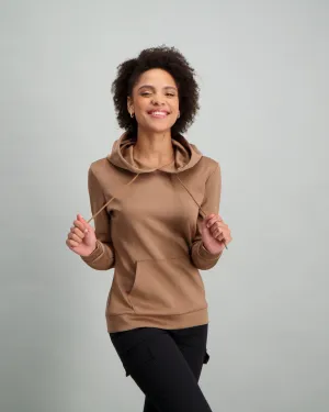 Ladies Hooded Fleece Top - Stone