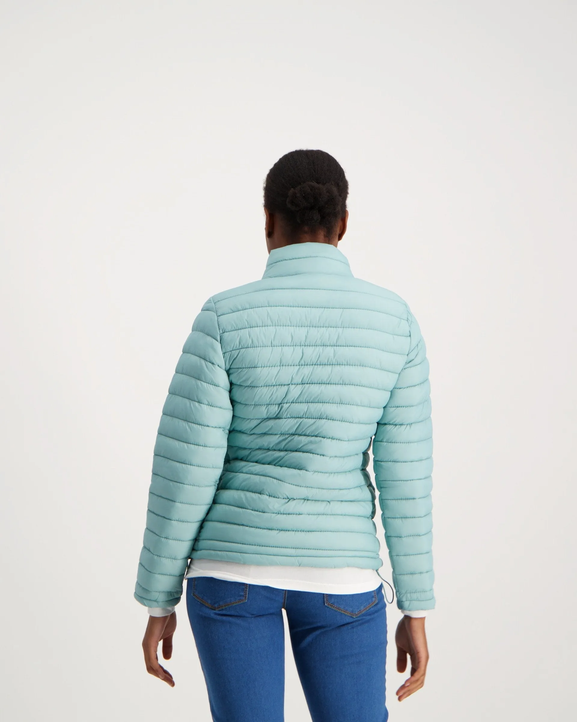Ladies-Long Sleeve Feather Puffer - Mint