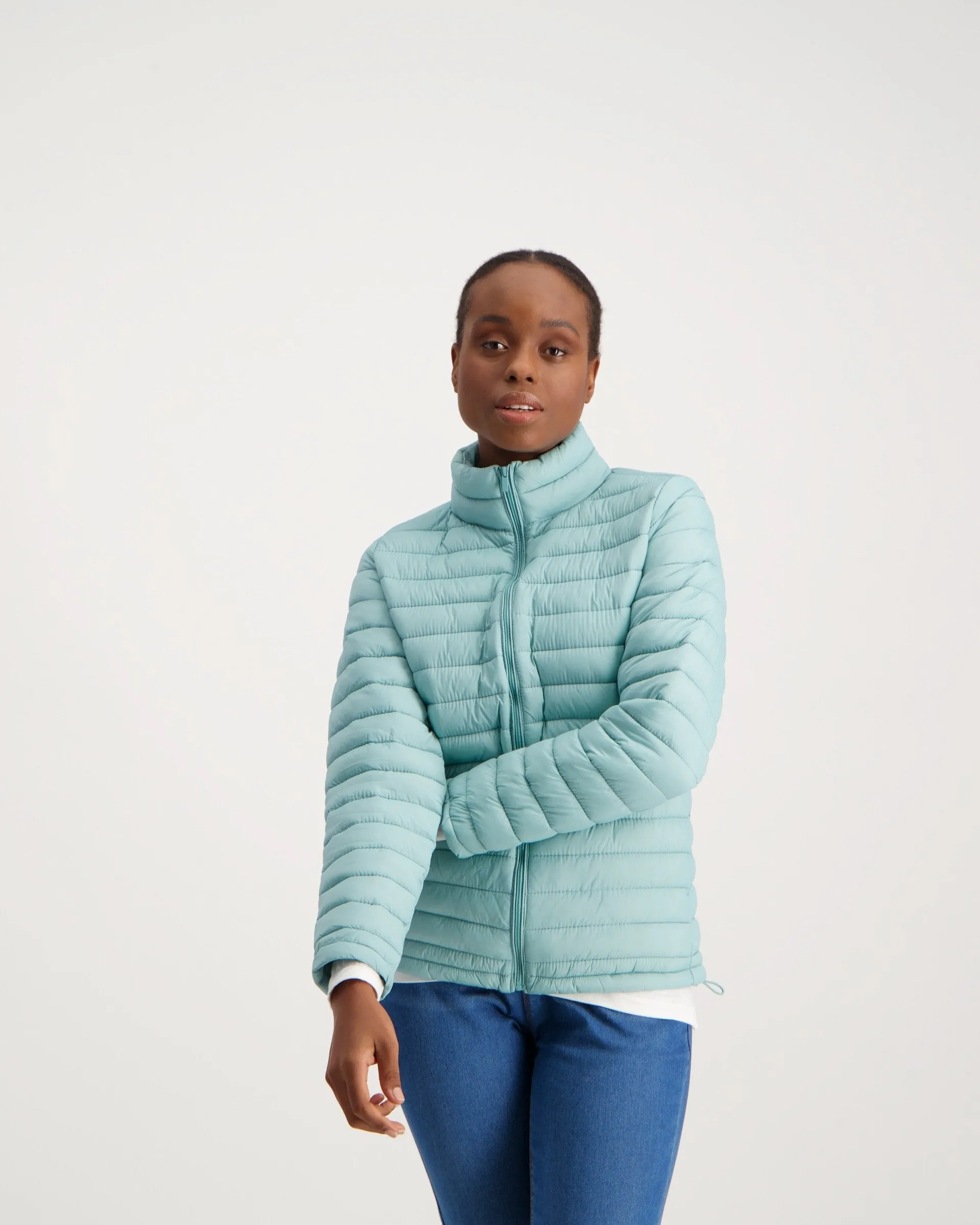 Ladies-Long Sleeve Feather Puffer - Mint