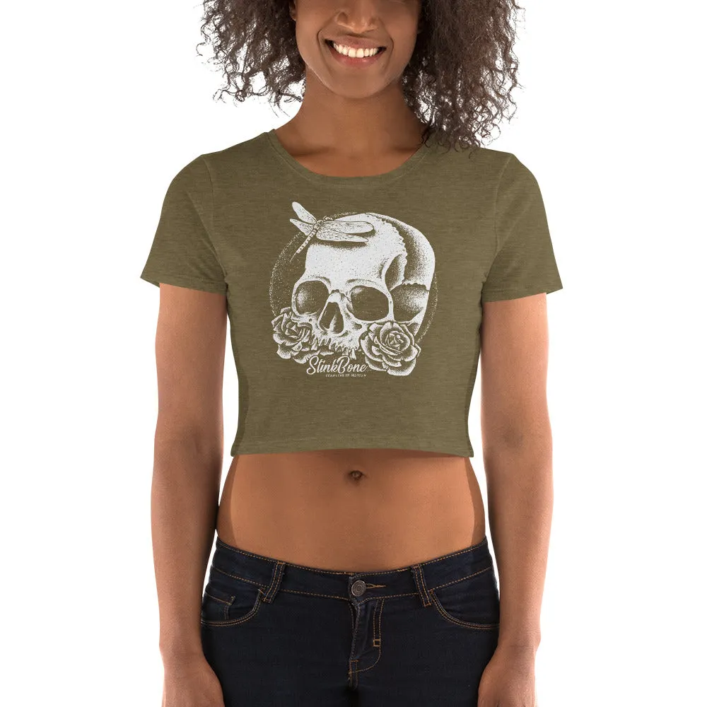 Ladies Skull and Roses Crop Tee