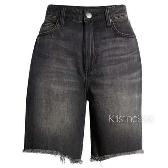 Lee High Rise 90's Long Shorts Washed Black Wash sz 25 NWT