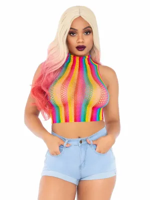 Leg Avenue High Voltage Rainbow Fishnet Crop Top 81610OS