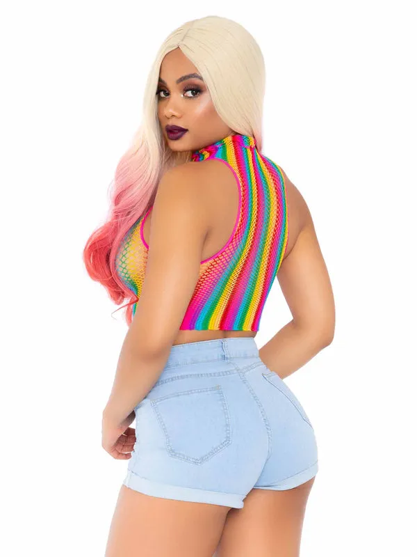 Leg Avenue High Voltage Rainbow Fishnet Crop Top 81610OS