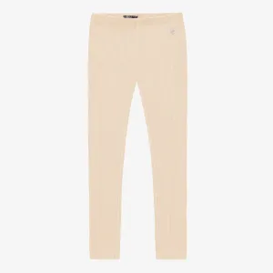 Legging beige en maille côtelée épais et extensible, enfant || Beige leggings in thick and stretchy rib knit, child