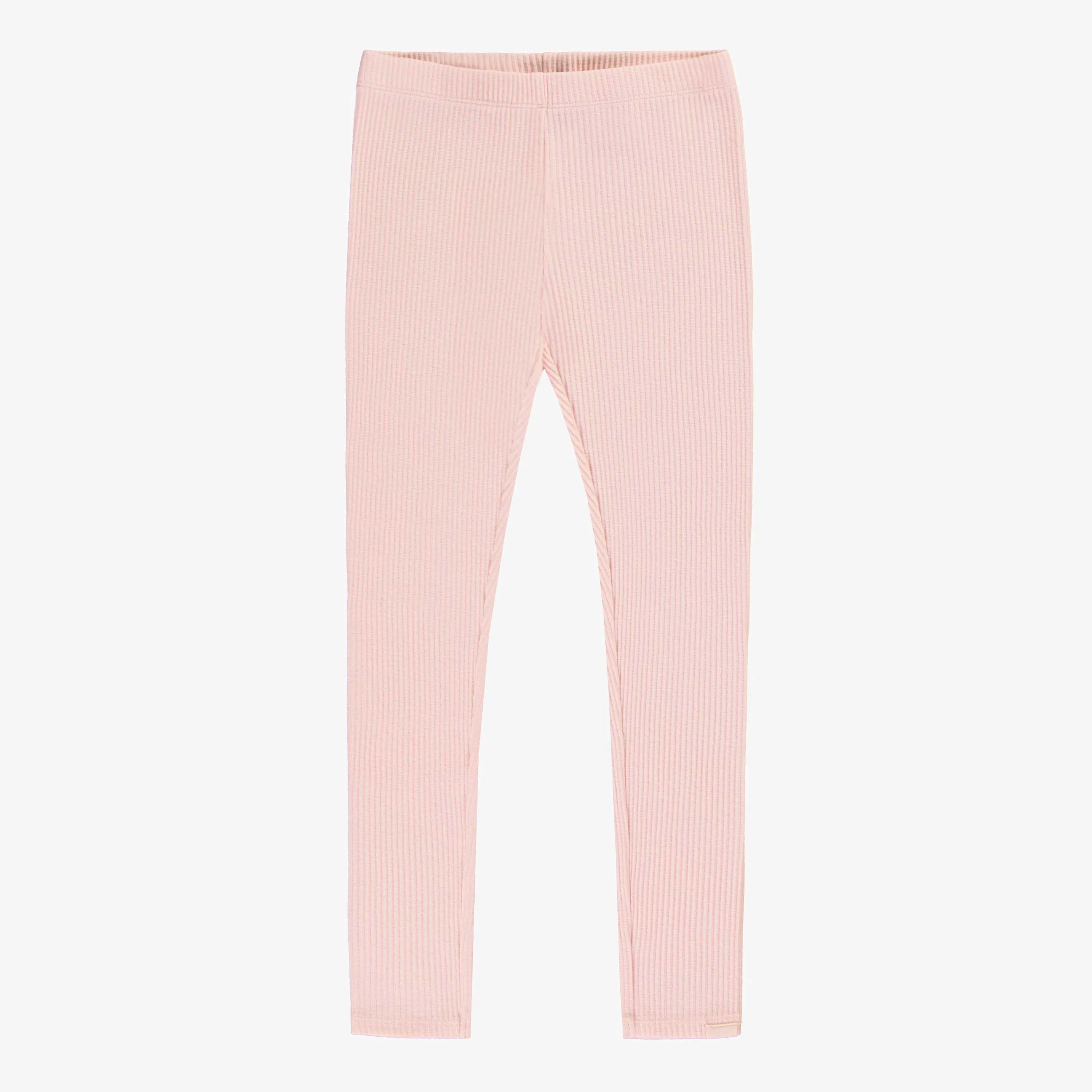 Legging rose pâle en tricot côtelé, enfant || Soft pink ribbed knit legging, child