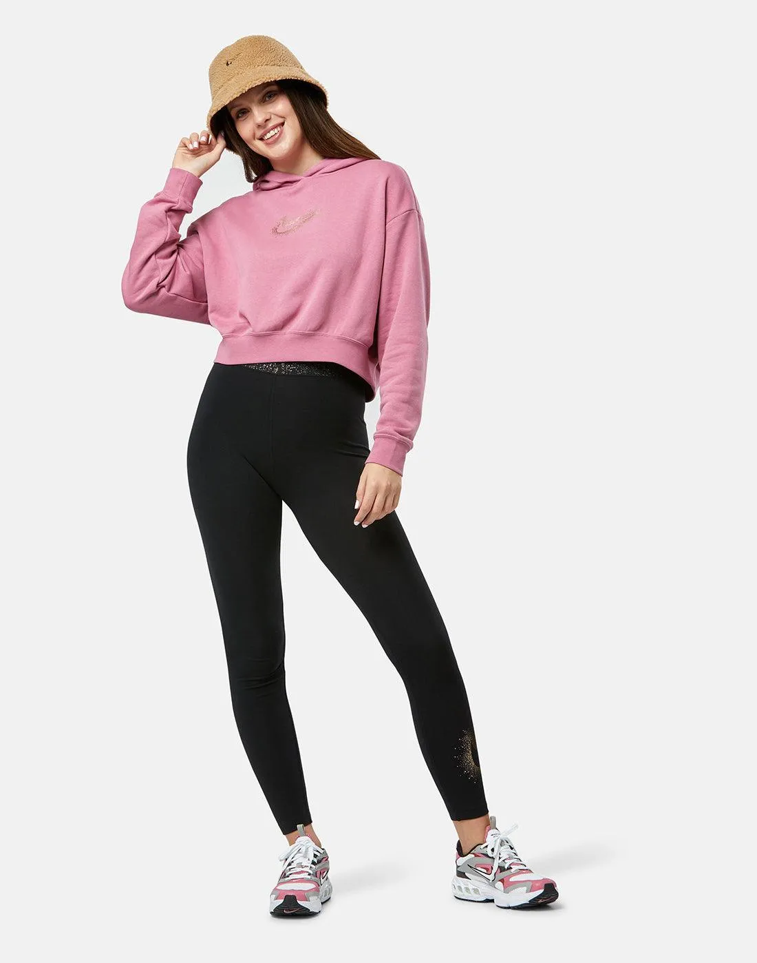 LEGGINGS NIKE PANTA DONNA WOMEN'S HIGH RISE SPORTWEAR NERO