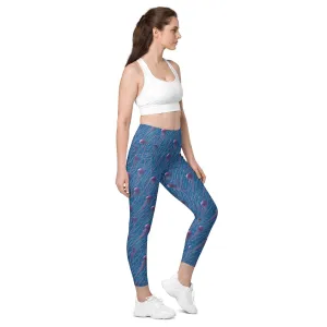 Leggings with Pockets Blue and Violet Jellyfishes