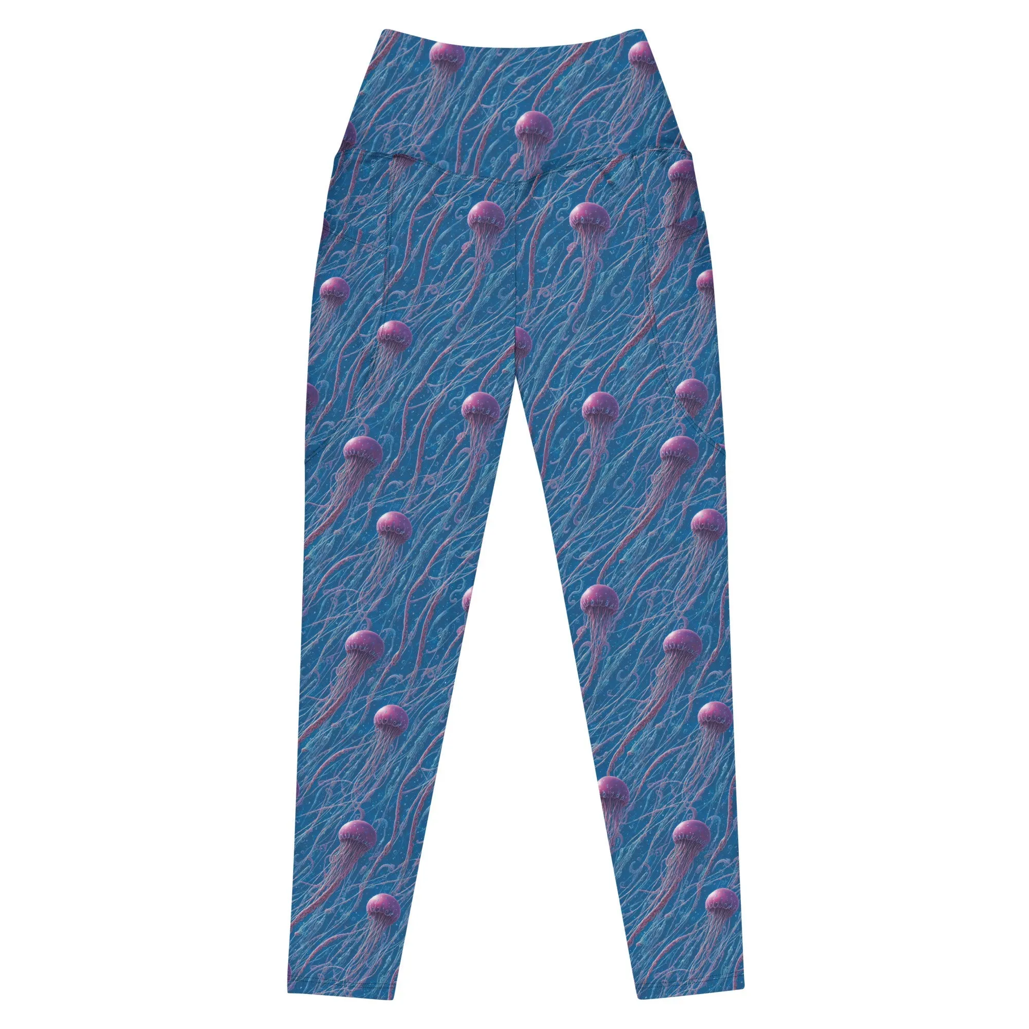 Leggings with Pockets Blue and Violet Jellyfishes