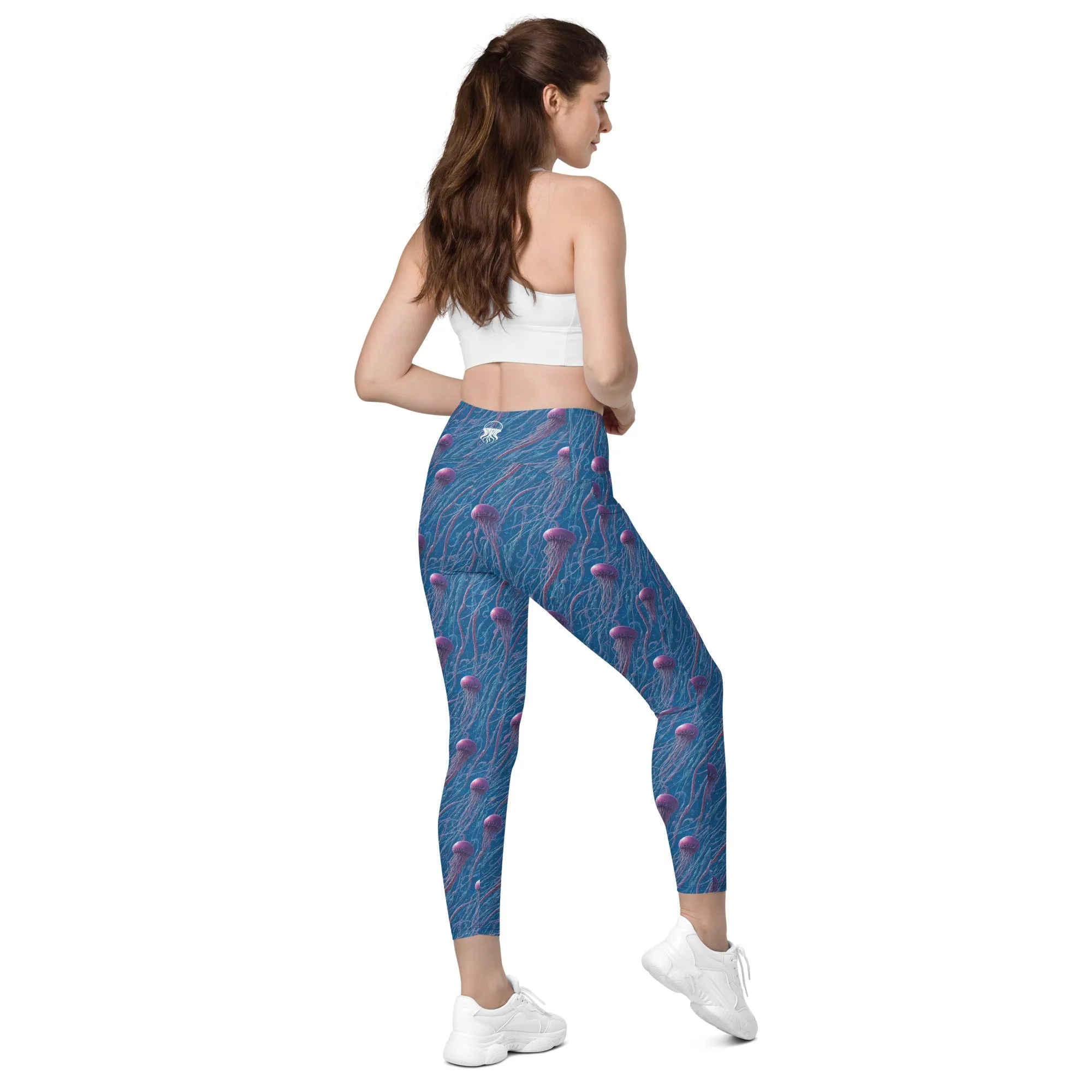 Leggings with Pockets Blue and Violet Jellyfishes