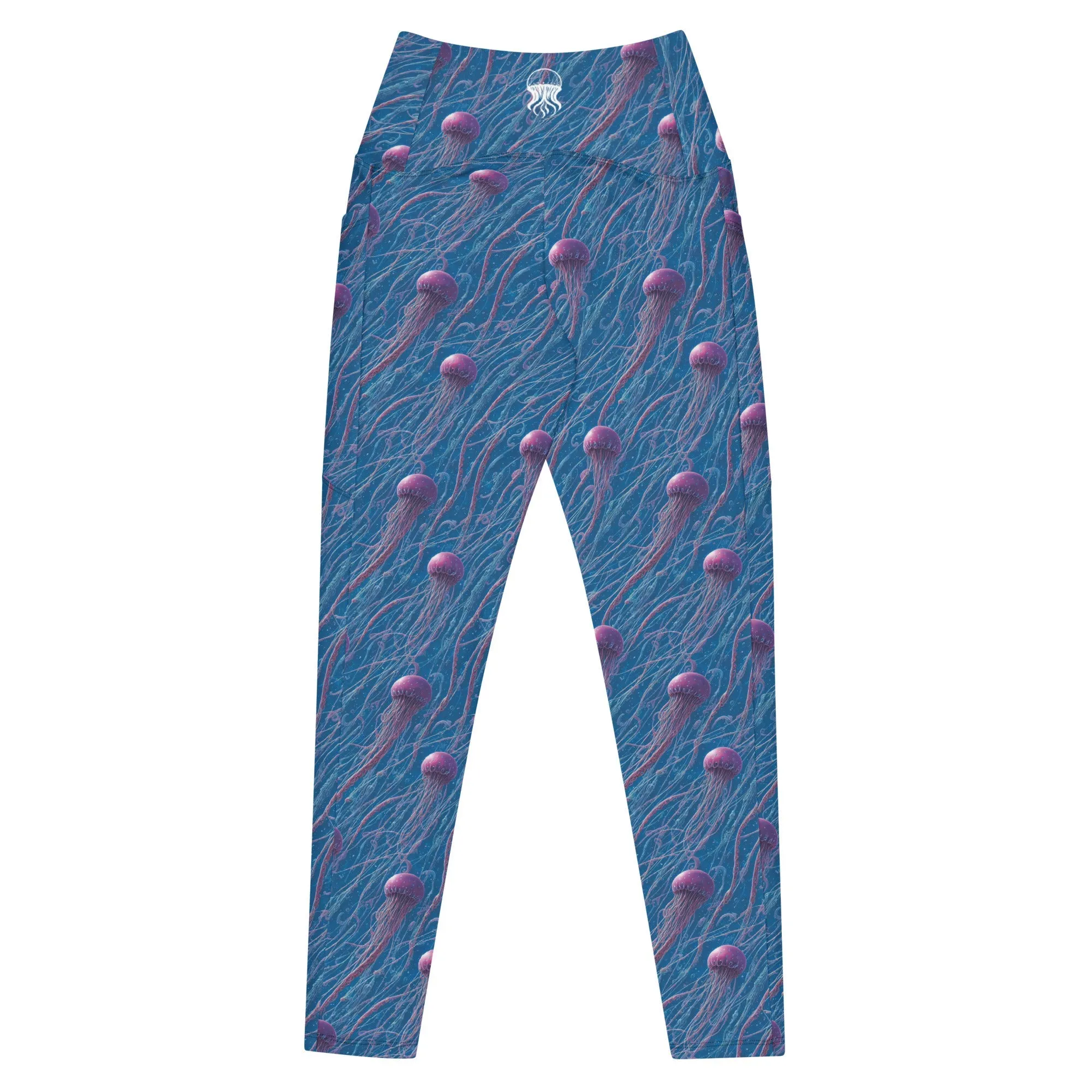 Leggings with Pockets Blue and Violet Jellyfishes