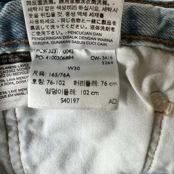 Levi's 501 Cutoff Shorts with Button Fly in Light Wash W30