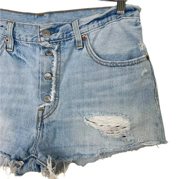 Levi's 501 Cutoff Shorts with Button Fly in Light Wash W30