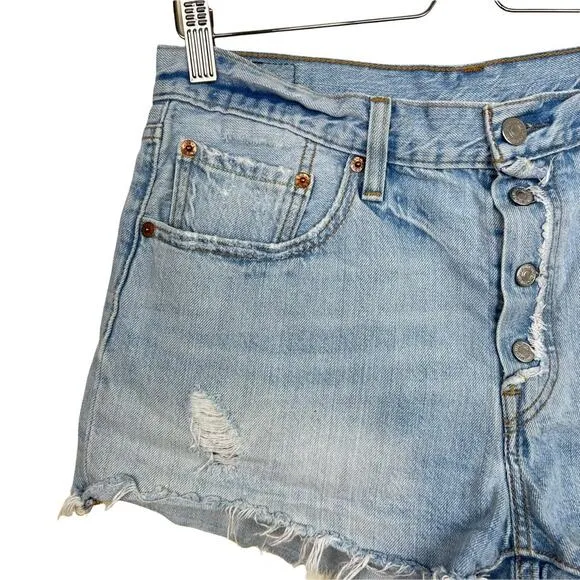 Levi's 501 Cutoff Shorts with Button Fly in Light Wash W30