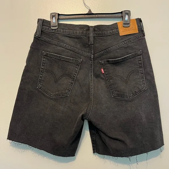 Levi’s Premium Ribcage Bermuda Washed Black Denim Shorts 30