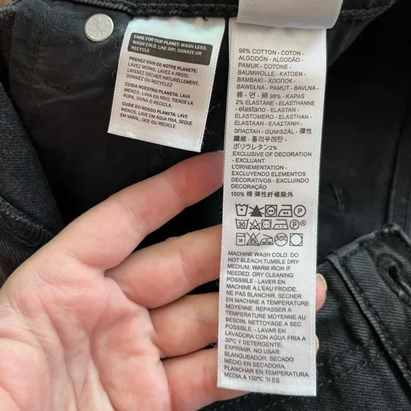 Levi’s Premium Ribcage Bermuda Washed Black Denim Shorts 30