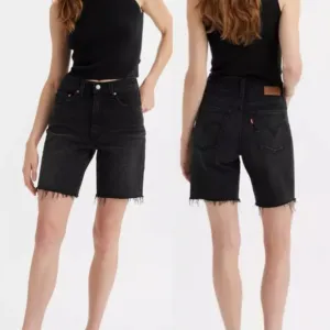 Levi’s Premium Ribcage Bermuda Washed Black Denim Shorts 30