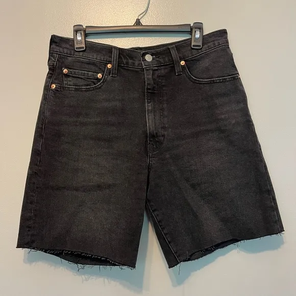 Levi’s Premium Ribcage Bermuda Washed Black Denim Shorts 30