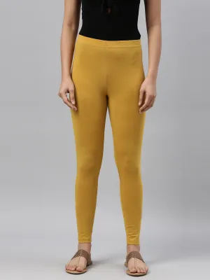 Light Mustard Cotton Stretch Ankle Length Leggings