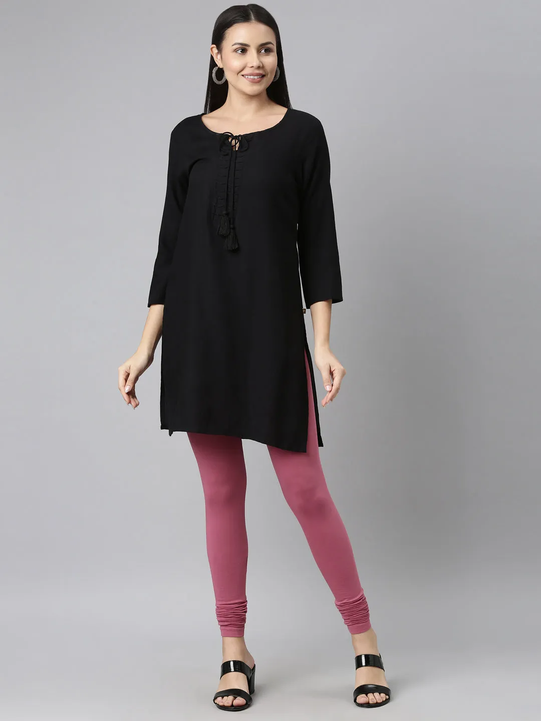 Light Wine Cotton Stretch Ankle Length Leggings
