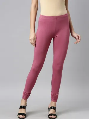 Light Wine Cotton Stretch Ankle Length Leggings