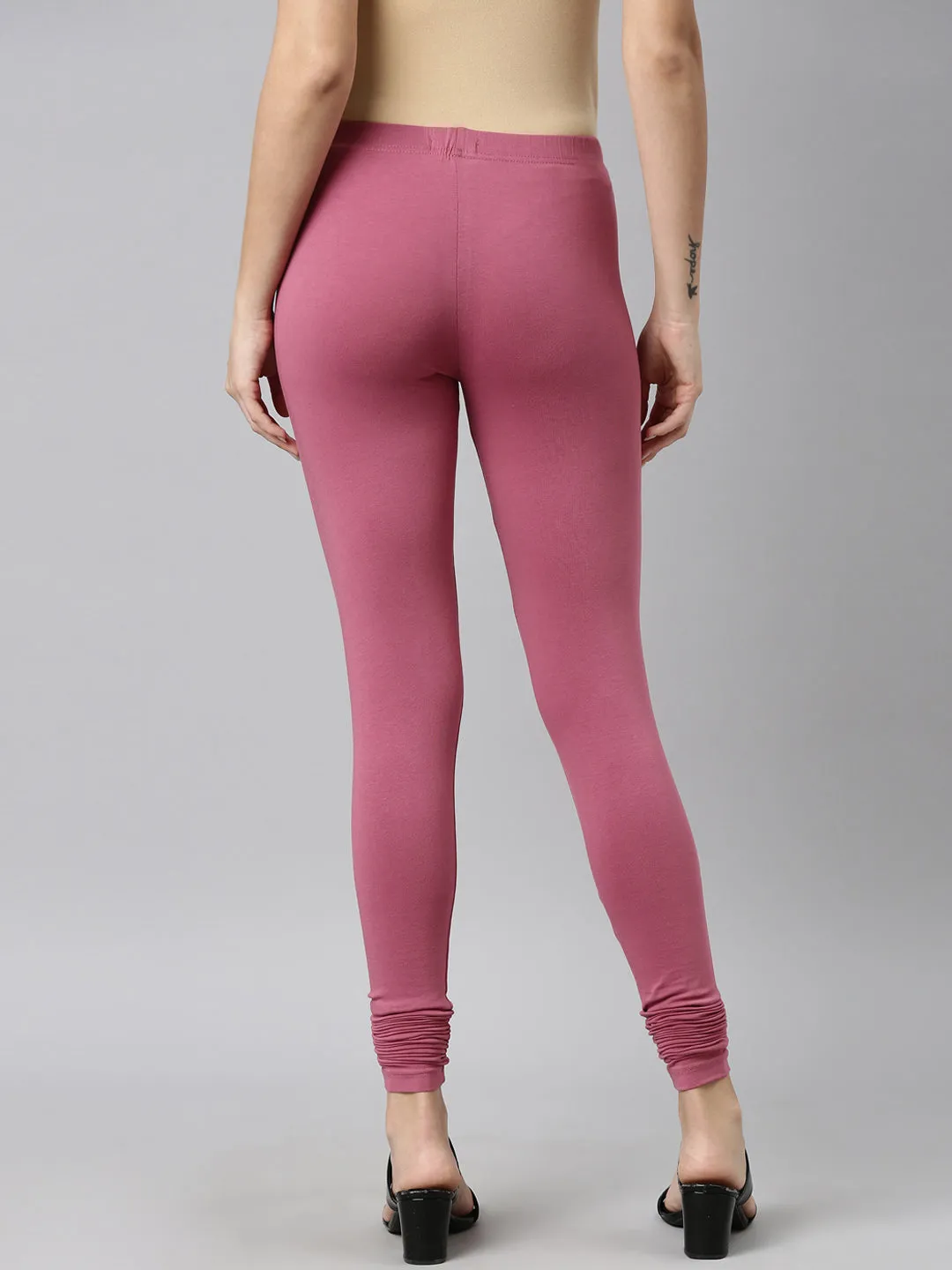 Light Wine Cotton Stretch Ankle Length Leggings