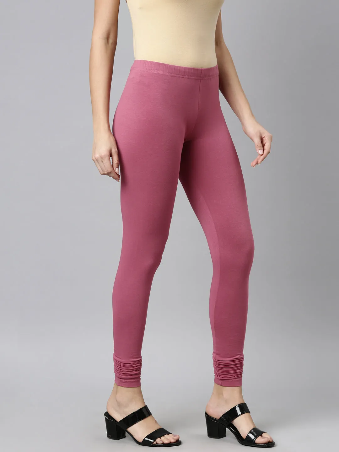 Light Wine Cotton Stretch Ankle Length Leggings