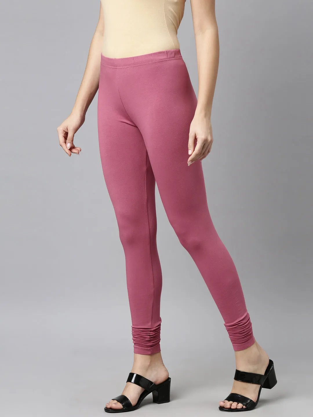 Light Wine Cotton Stretch Ankle Length Leggings