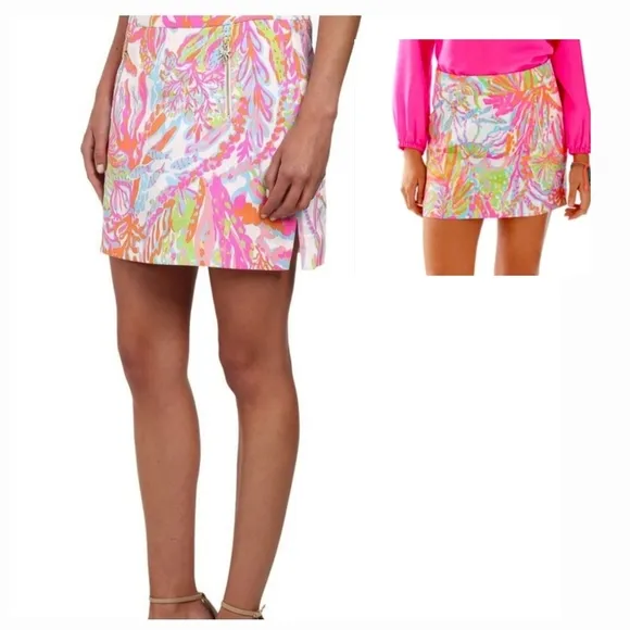 Lilly Pulitzer Pink Scuba to Cuba Marigold Skort
