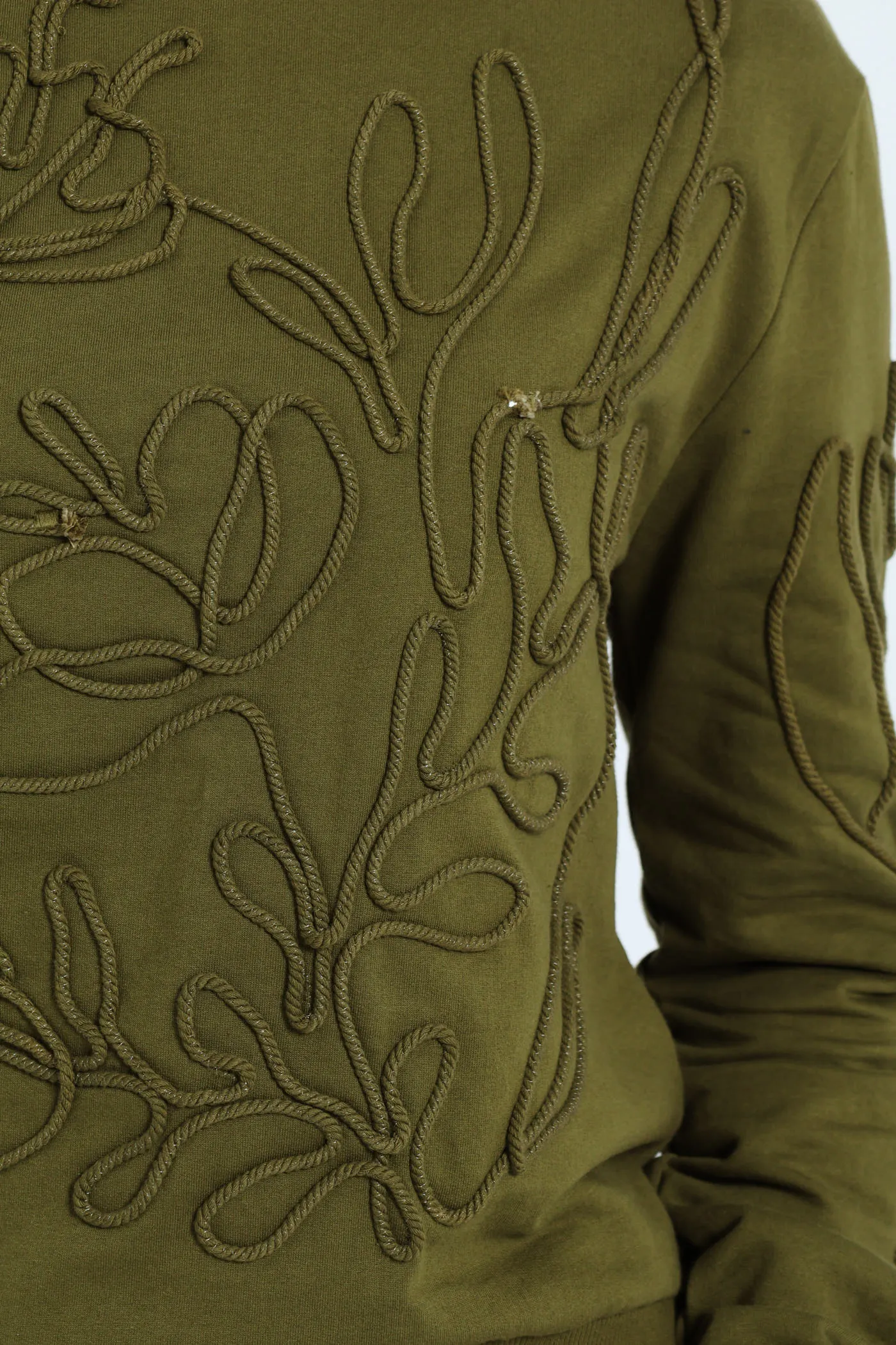 Long Sleeve Foliage Cornelli Fleece Pullover - Fatigue