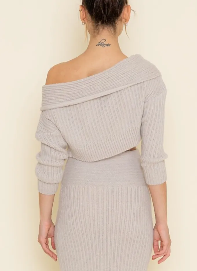 Long Sleeve Knit Off Shoulder Sweater