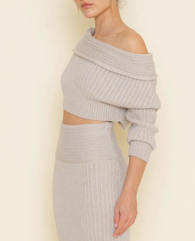 Long Sleeve Knit Off Shoulder Sweater