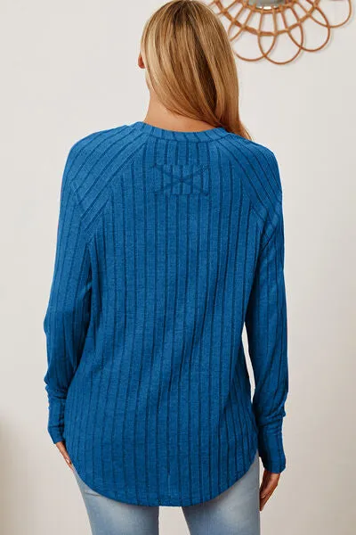Lonnie Basic Bae Full Size Ribbed Thumbhole Sleeve T-Shirt