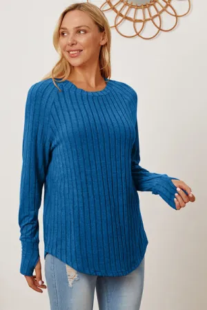 Lonnie Basic Bae Full Size Ribbed Thumbhole Sleeve T-Shirt