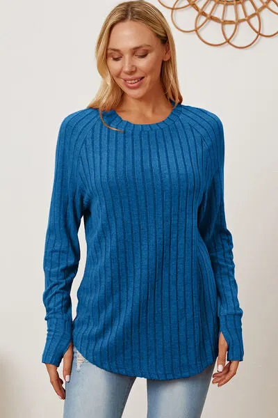 Lonnie Basic Bae Full Size Ribbed Thumbhole Sleeve T-Shirt