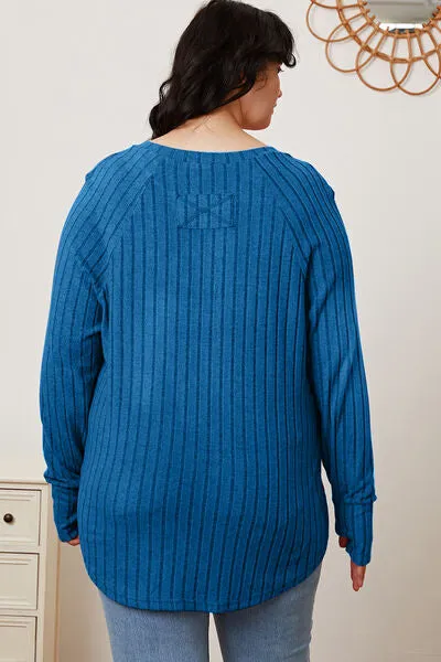Lonnie Basic Bae Full Size Ribbed Thumbhole Sleeve T-Shirt