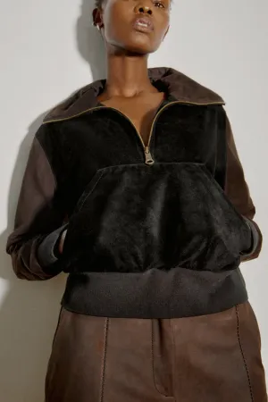 Lou Suede Pullover in Brown/Black