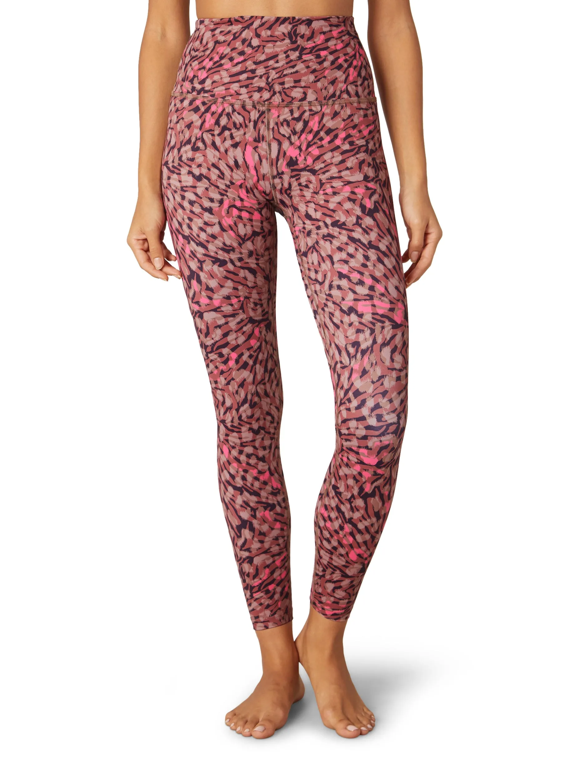 Lux high waisted midi leggings in electric cheetah swirl