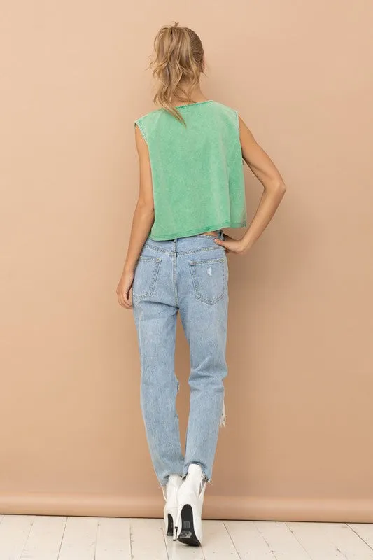 MINERAL WASHED RHINESTONE TANK