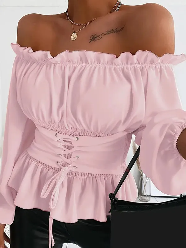 MonLu - Off shoulder top with adjustable waist